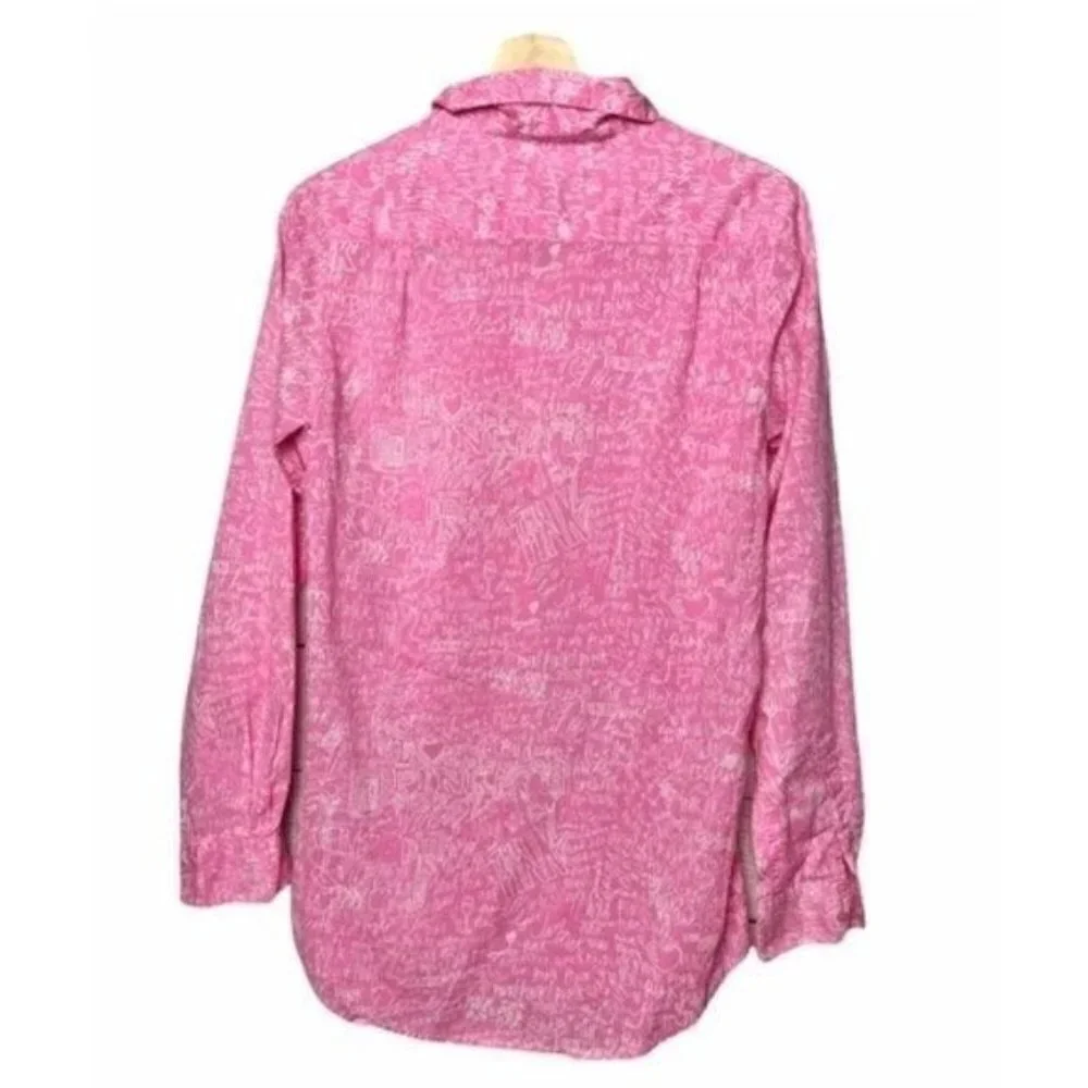 Pink Victoria's Secret Pink & White Button Down‎ Pocket Front Pajama Sleep Shirt